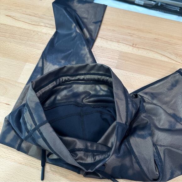 Zyia Bronze Hendrix Legging Metallic Pocket Drawstring Luxe 7/8 Athletic Active - Picture 7 of 7